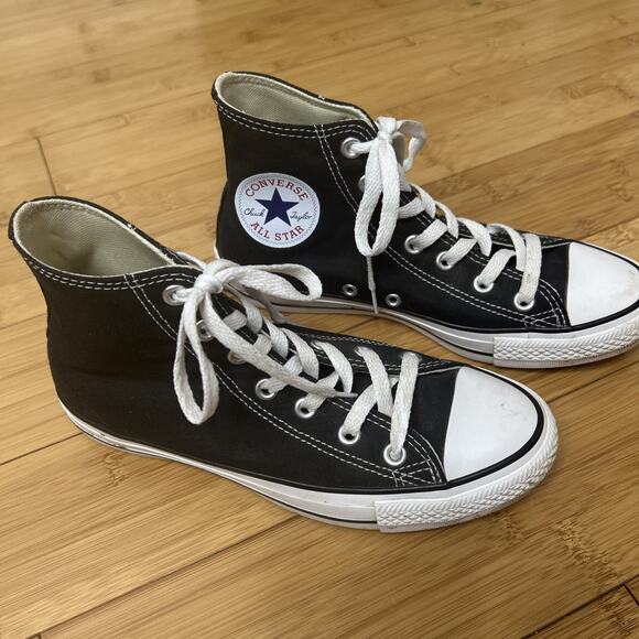 Chuck Taylor All Star Canvas Converse Black Sneakers Streetwear Skater 90s Sz 8 - Picture 2 of 5